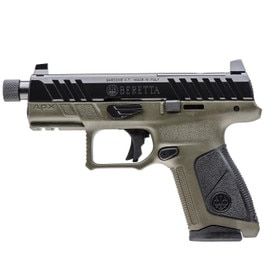 Striker fired 9mm pistol with compact, olive drab green frame.